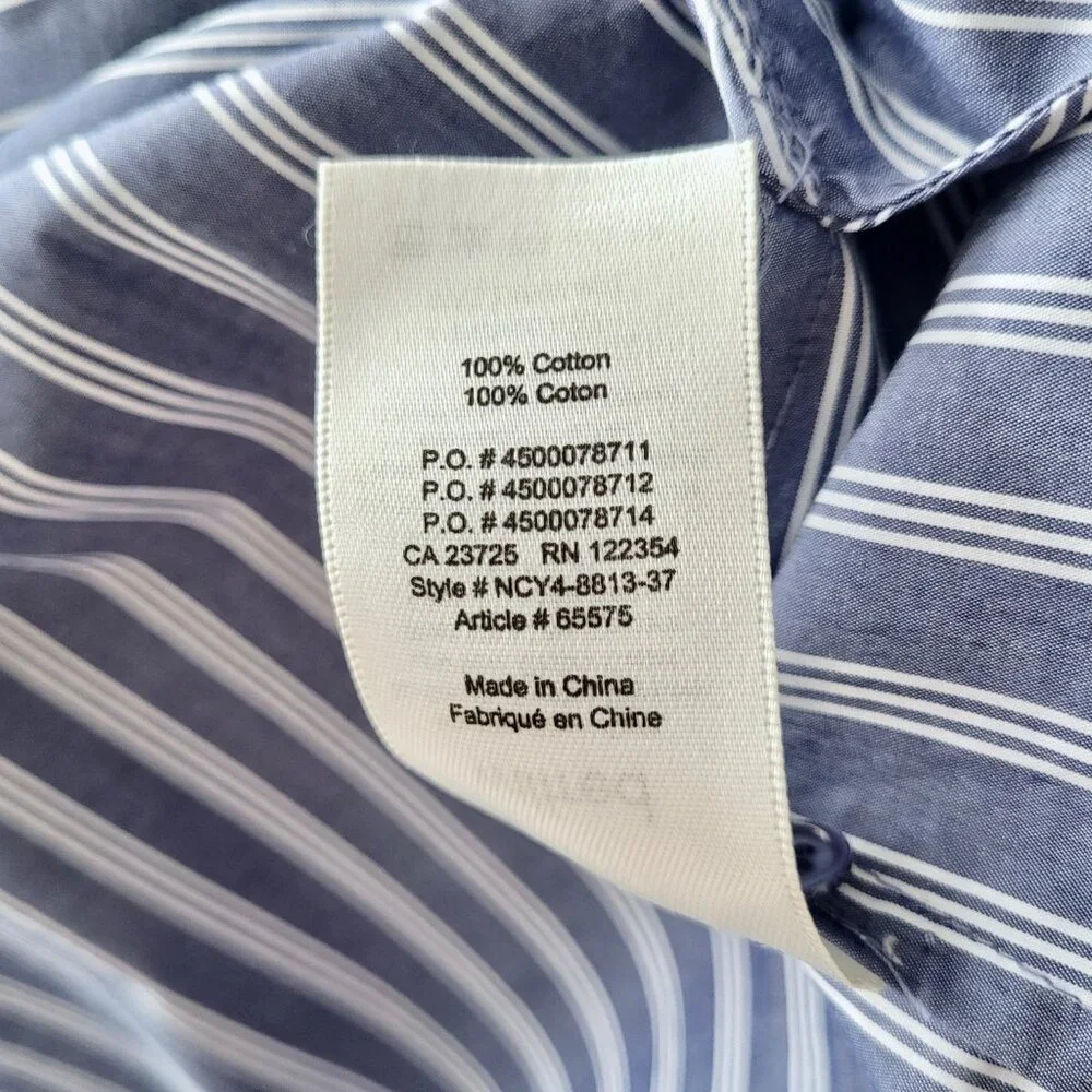 Aritzia Wilfred Le Fou Lessines Poplin Smock Dress Blue Stripe Size XS Oversized - Picture 13 of 14
